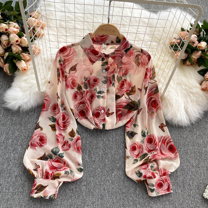 HOOR Long Sleeve Printed Shirt Rose One size