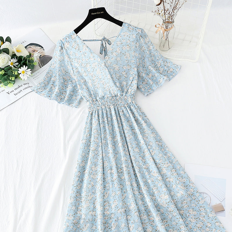 HOOR Gentle Chiffon Dress Fresh blue