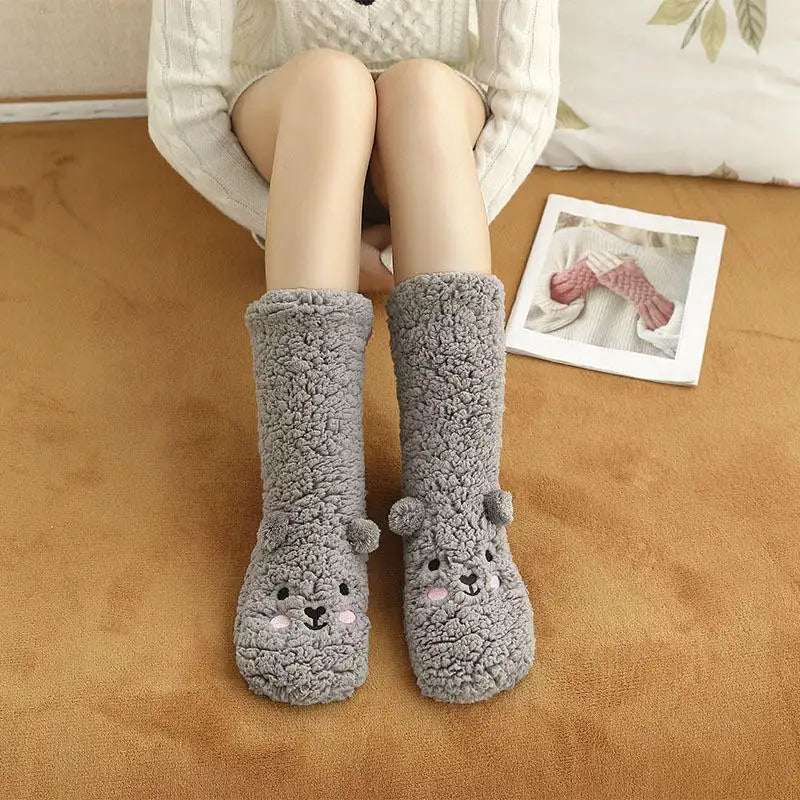 HOOR Fuzzy Winter Warm Socks Gray