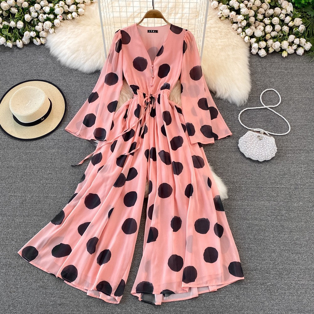 HOOR Polka Dot Jumpsuit Pink One size