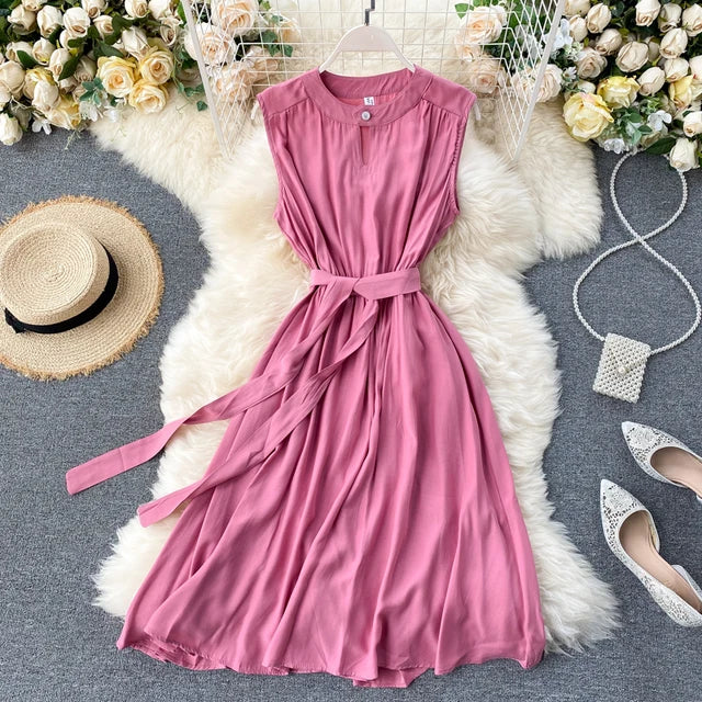 HOOR Elegant Bandage Dress Pink One Size