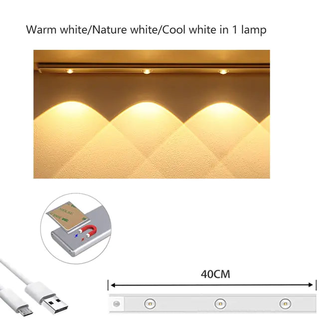 HOOR Sensor LED Night Light Silver Shell 40cm