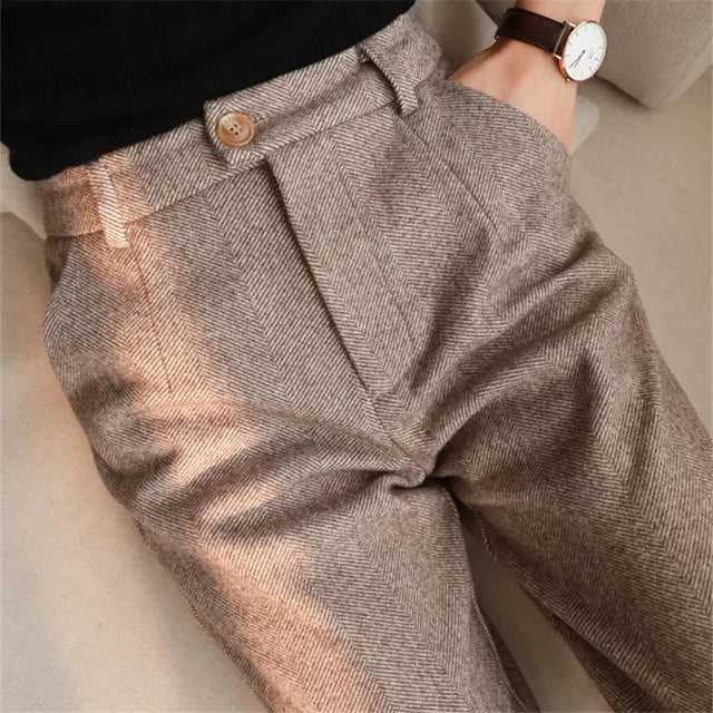 HOOR Woollen Pencil Trousers Khaki XL