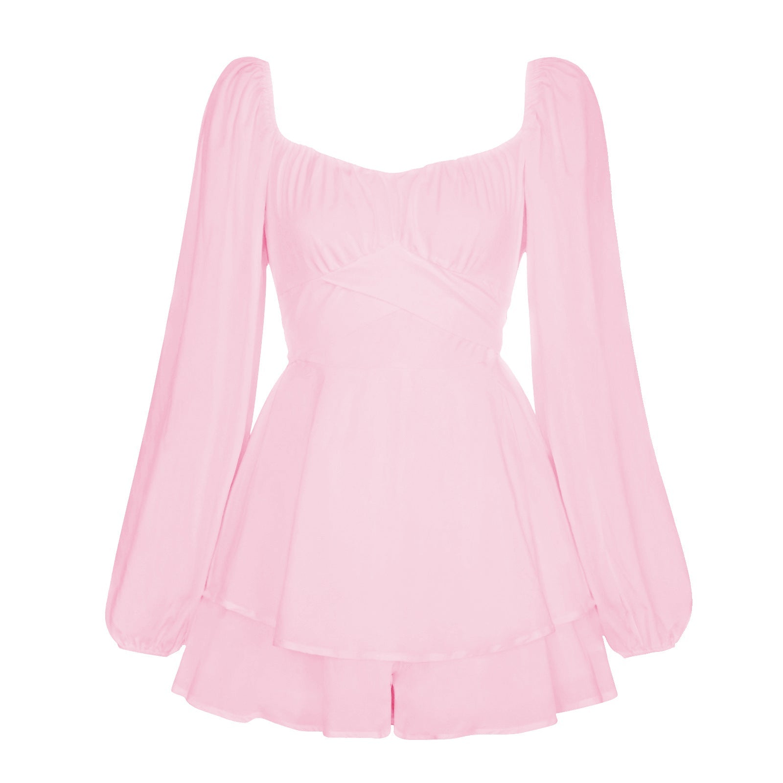 HOOR Puff Ruffled Dress Pink M