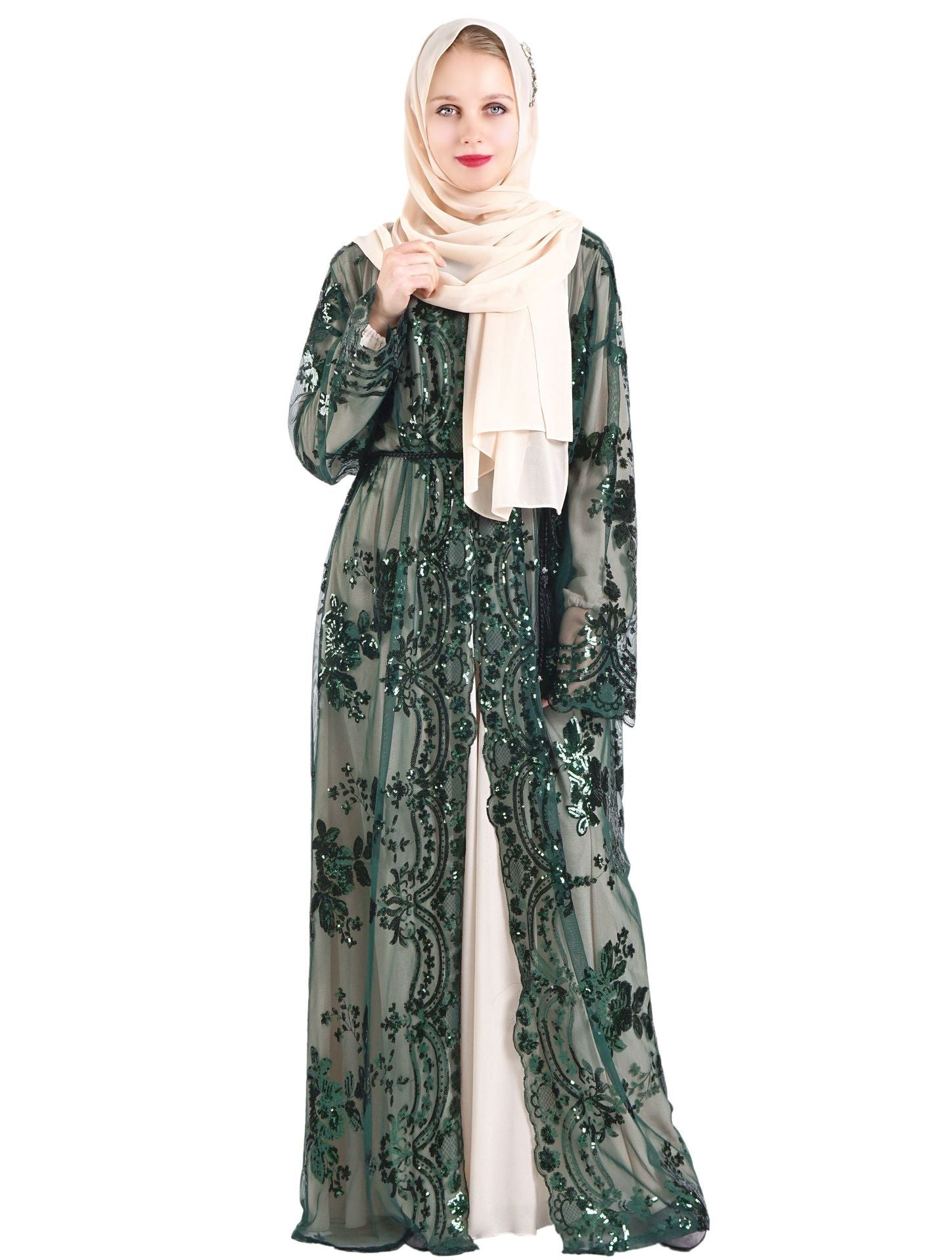 HOOR Flower Printed Hijab Green