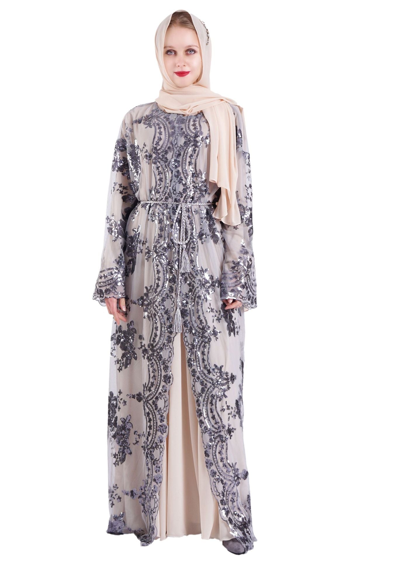 HOOR Flower Printed Hijab Grey