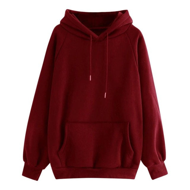 HOOR Plain Smart Hoodie Wine Red