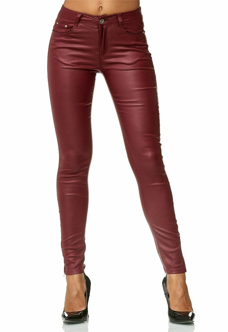 HOOR Faux Leather Pants Red
