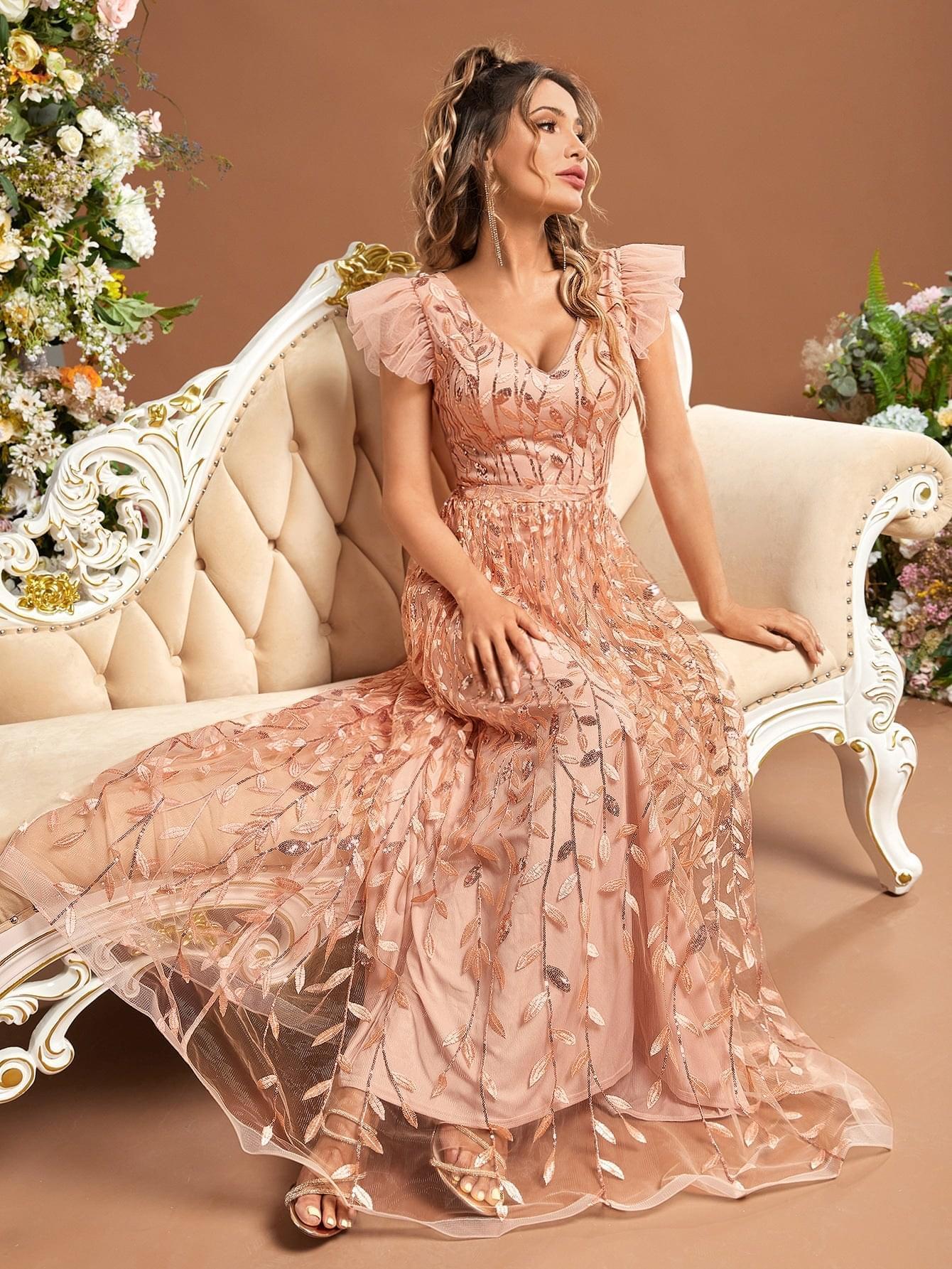 HOOR Butterfly Embroidery Gown