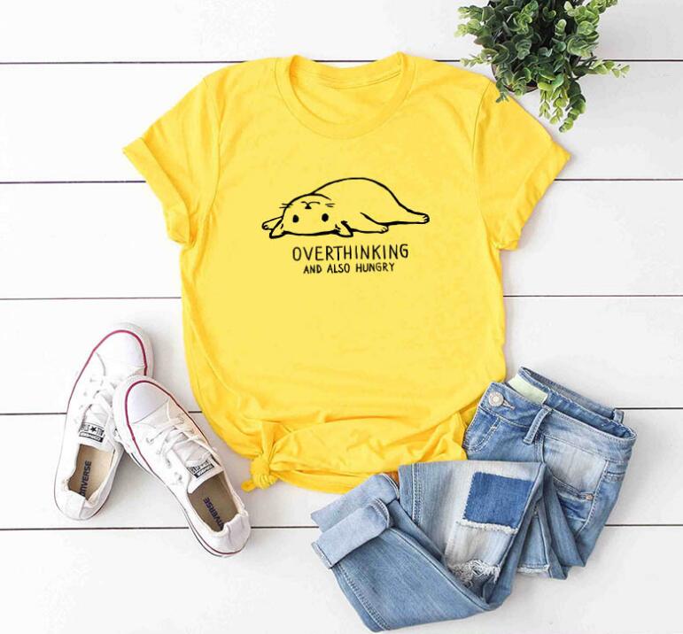HOOR Cute Cat T-Shirt Yellow