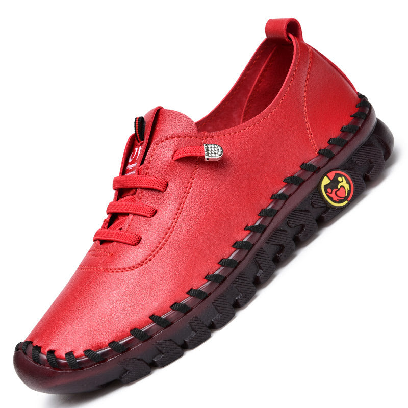 HOOR Leather Soft Shoes Red