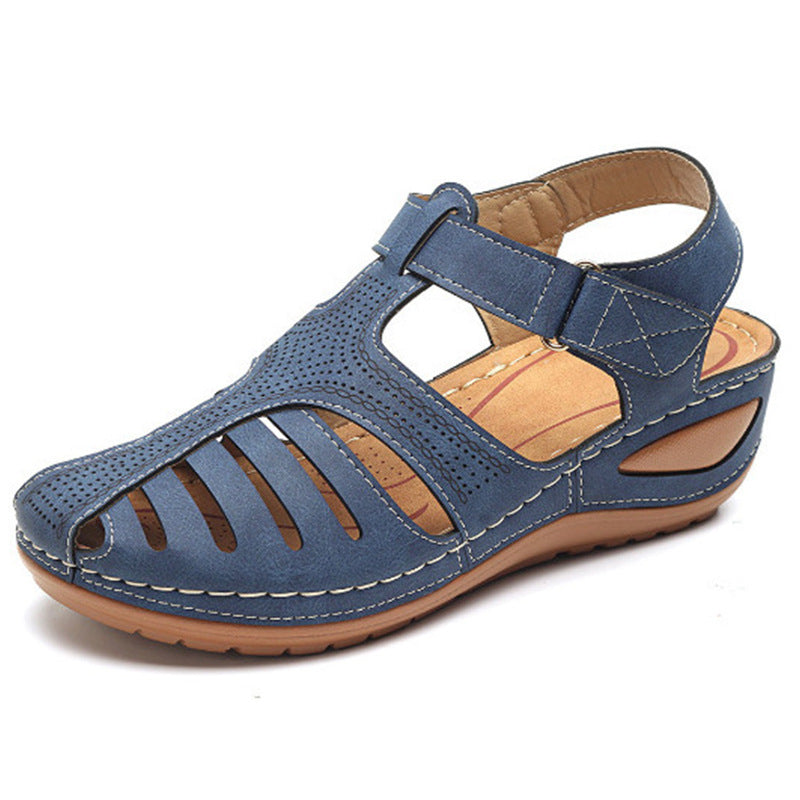 HOOR Retro Wedge Sandals Blue