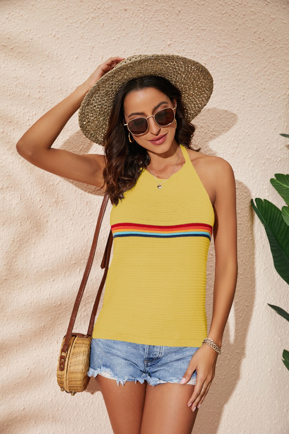 HOOR Rainbow Halter Top Yellow