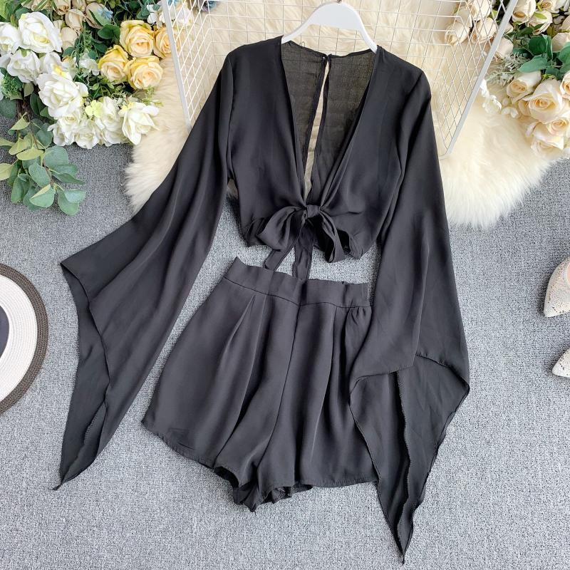 HOOR Chiffon Two-piece Dress Black Average Size