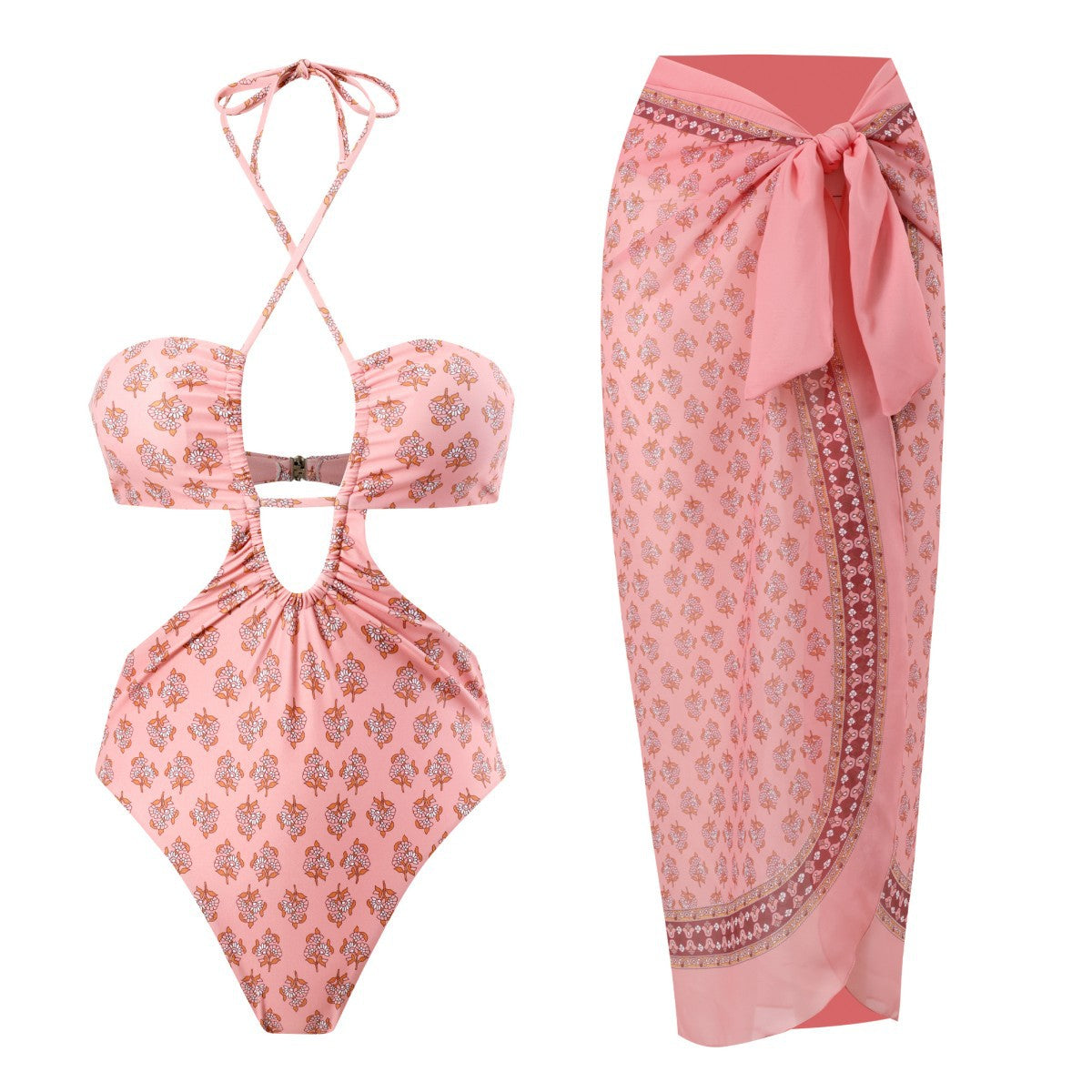 HOOR Pump Pleat Swimsuit Pink Set