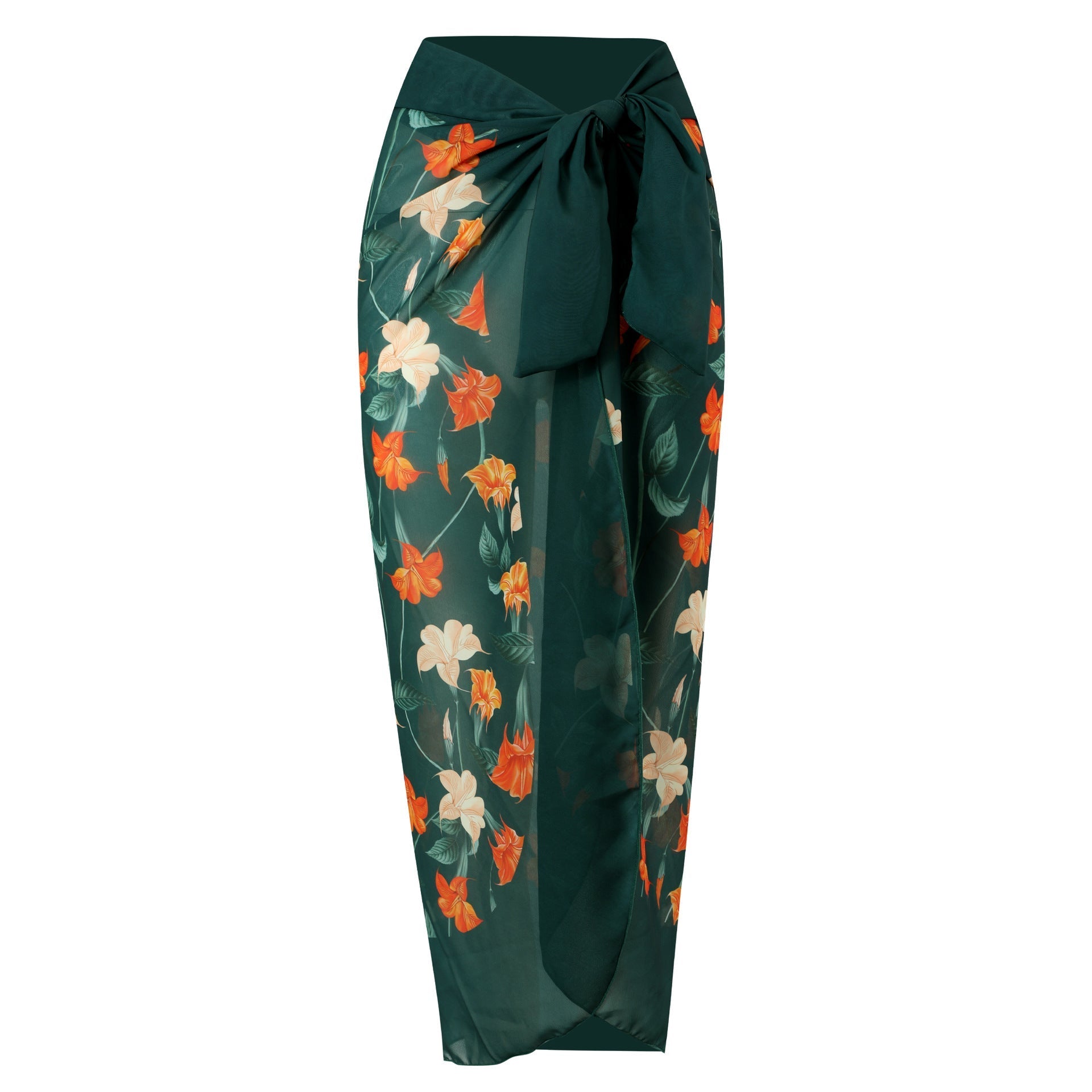 HOOR Pump Pleat Swimsuit Green Flower Skirt