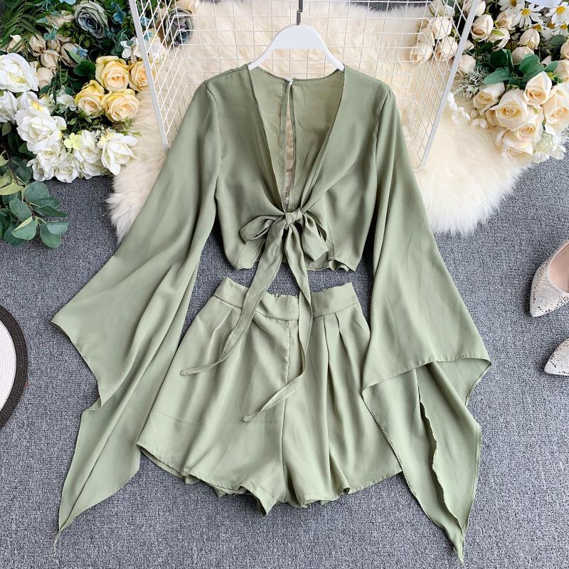 HOOR Chiffon Two-piece Dress Green Average Size