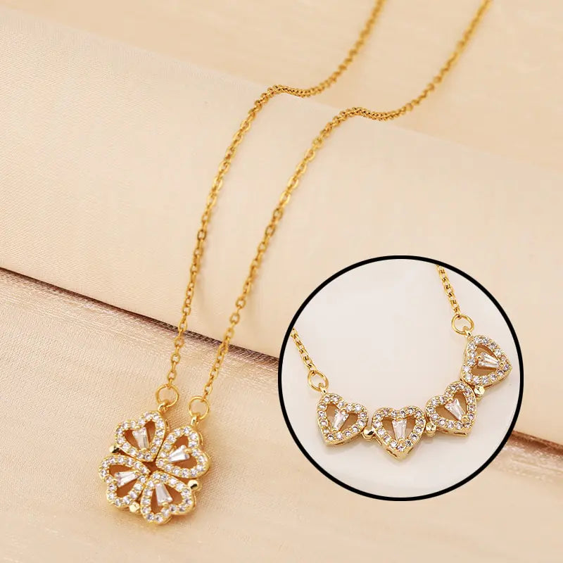 HOOR Heart Leaf Clover Necklace Gold 45cm