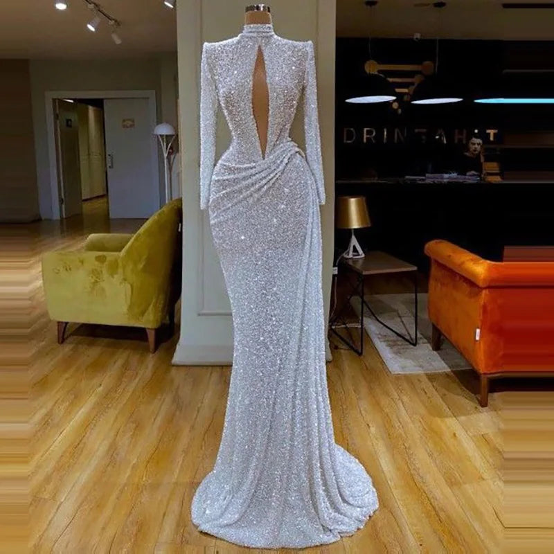 HOOR White Sequins Gala Prom Gown Same as Picture