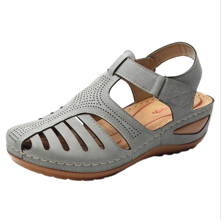 HOOR Retro Wedge Sandals Grey