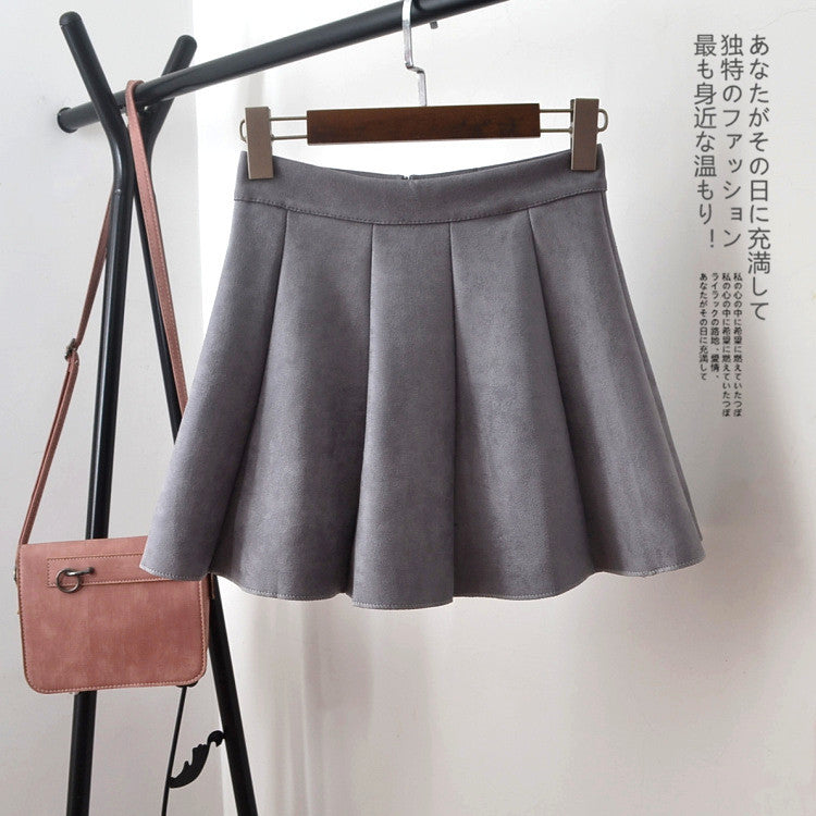HOOR Pleated Velvet Skirt Grey