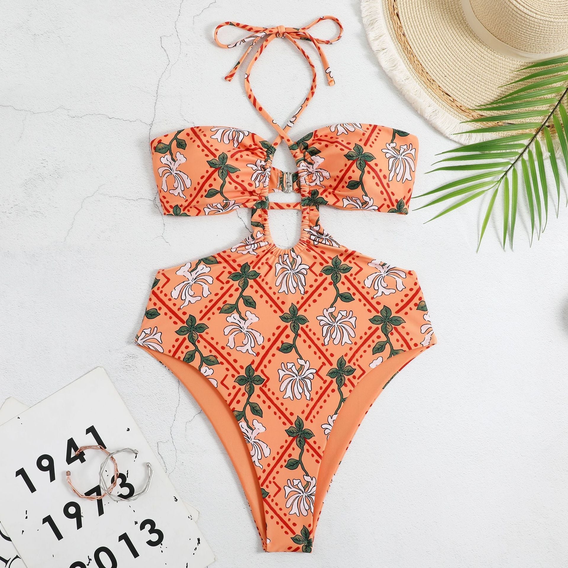 HOOR Pump Pleat Swimsuit Orange Jumpsuit