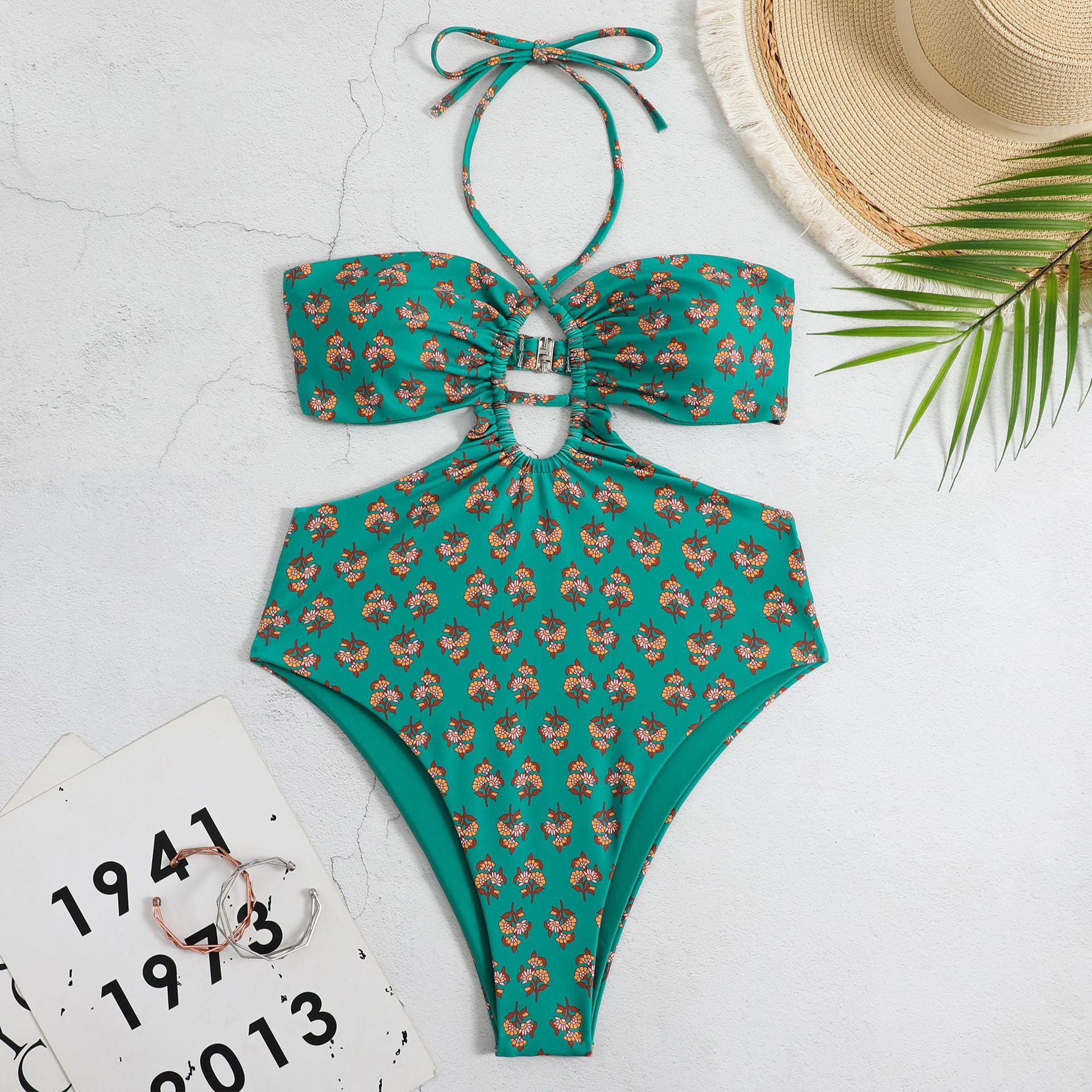 HOOR Pump Pleat Swimsuit Green Jumpsuit