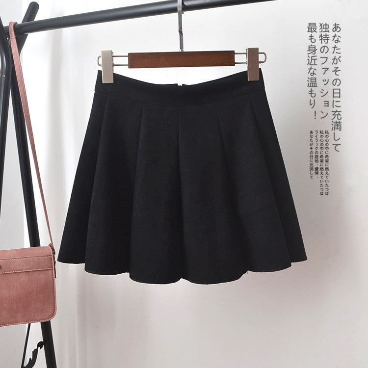 HOOR Pleated Velvet Skirt Black