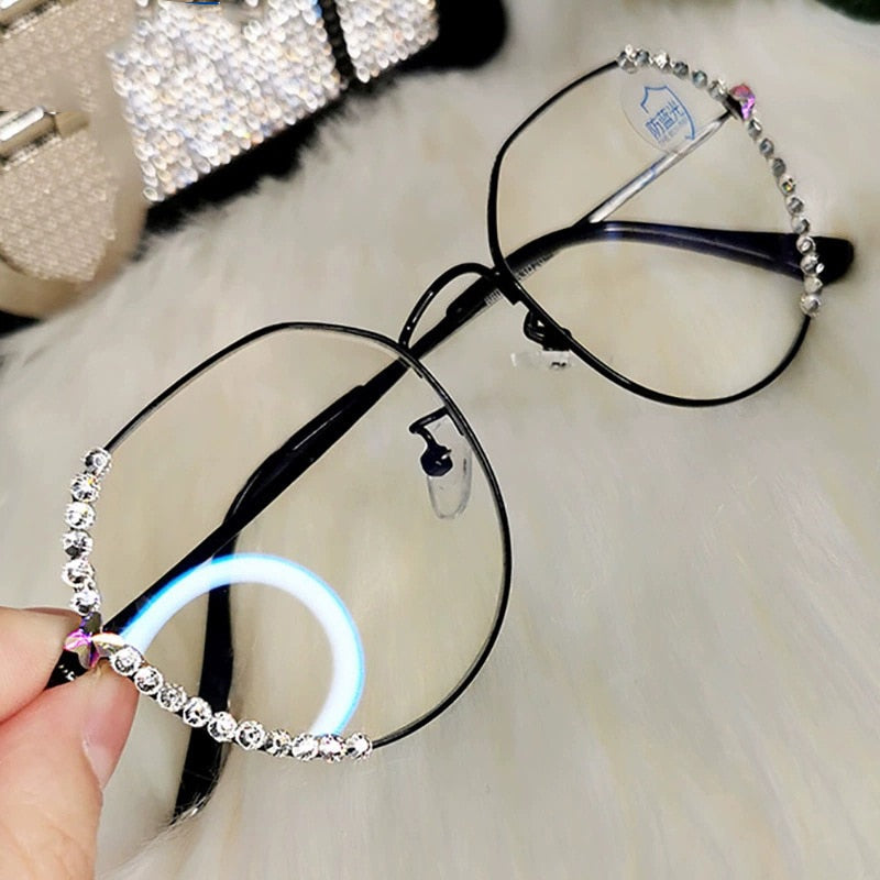 HOOR Beautiful Diamond Glasses Black / Small Diamonds