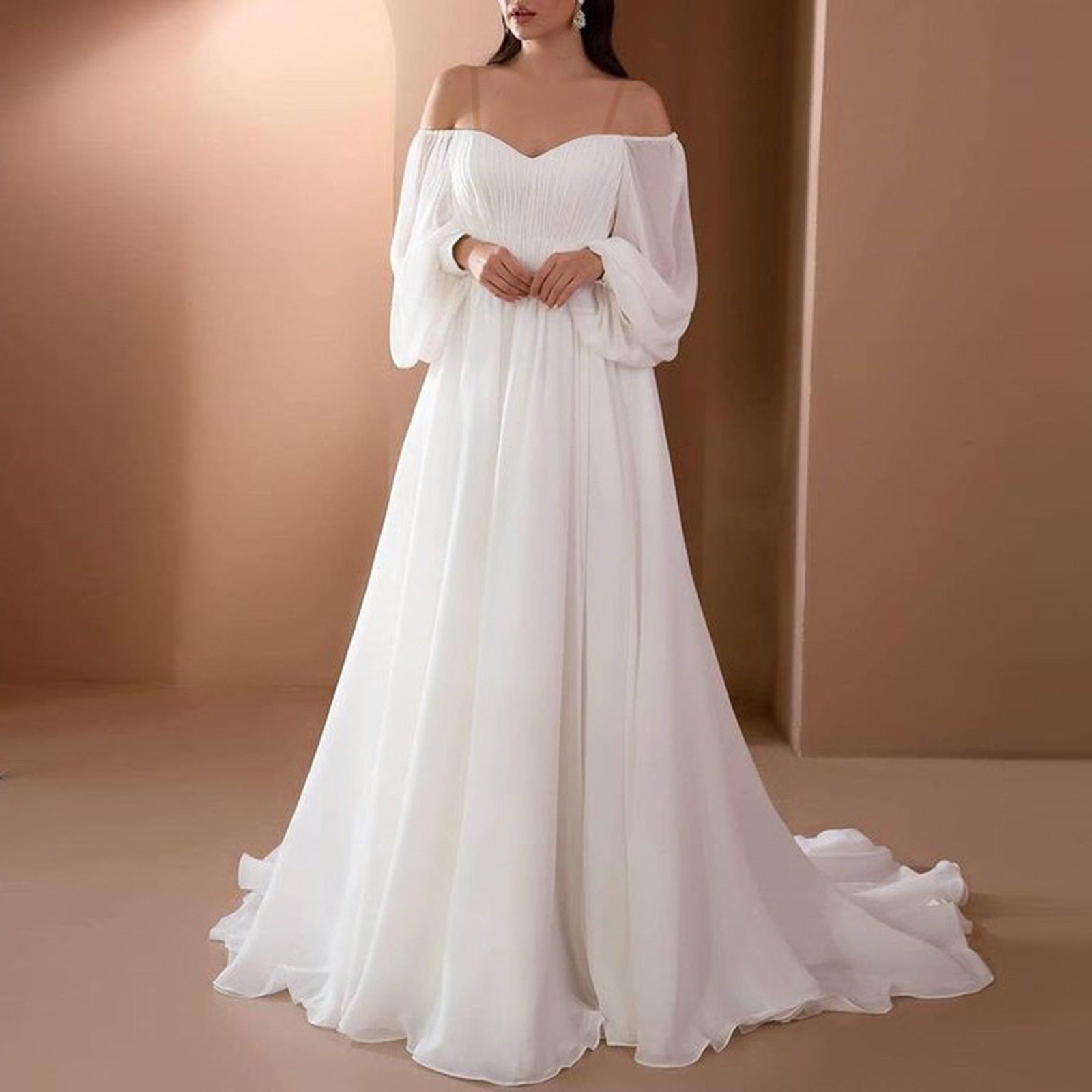 HOOR Elegant Chiffon Gown White