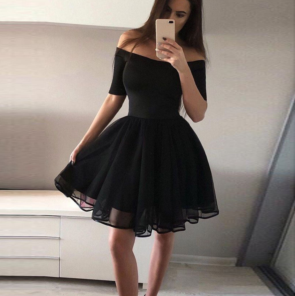HOOR Cute Strapless Dress Black S