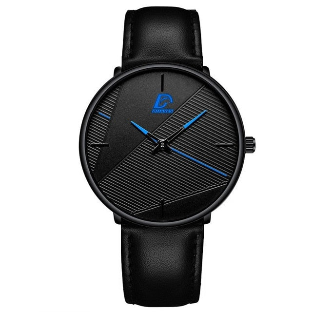 HOOR Minimalist Ultra-thin Watch Leather Black Blue