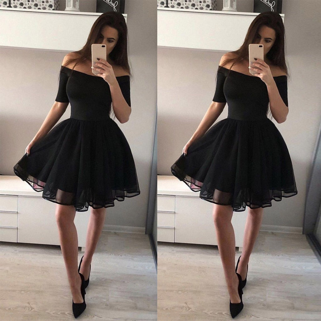 HOOR Cute Strapless Dress Black XL