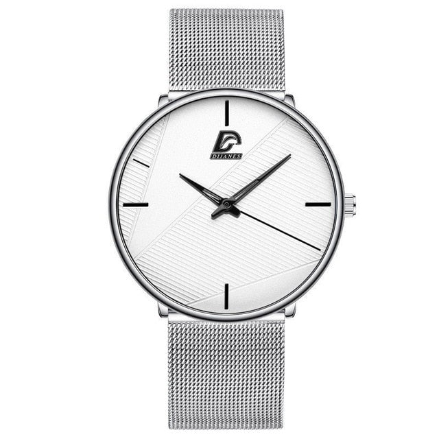 HOOR Minimalist Ultra-thin Watch Mesh Silver White