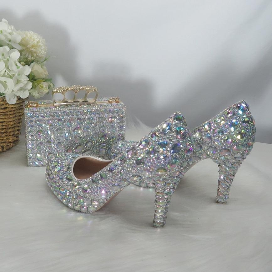 HOOR Crystal Wedding Bridal Set 11cm shoe with bag