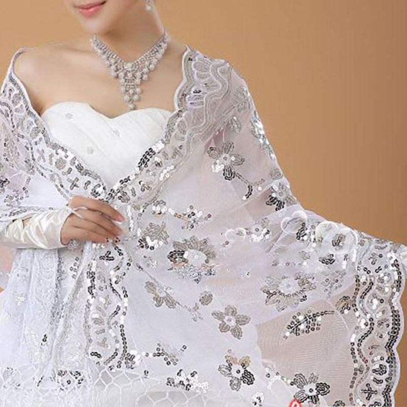HOOR White Embroidered Shawl One Size