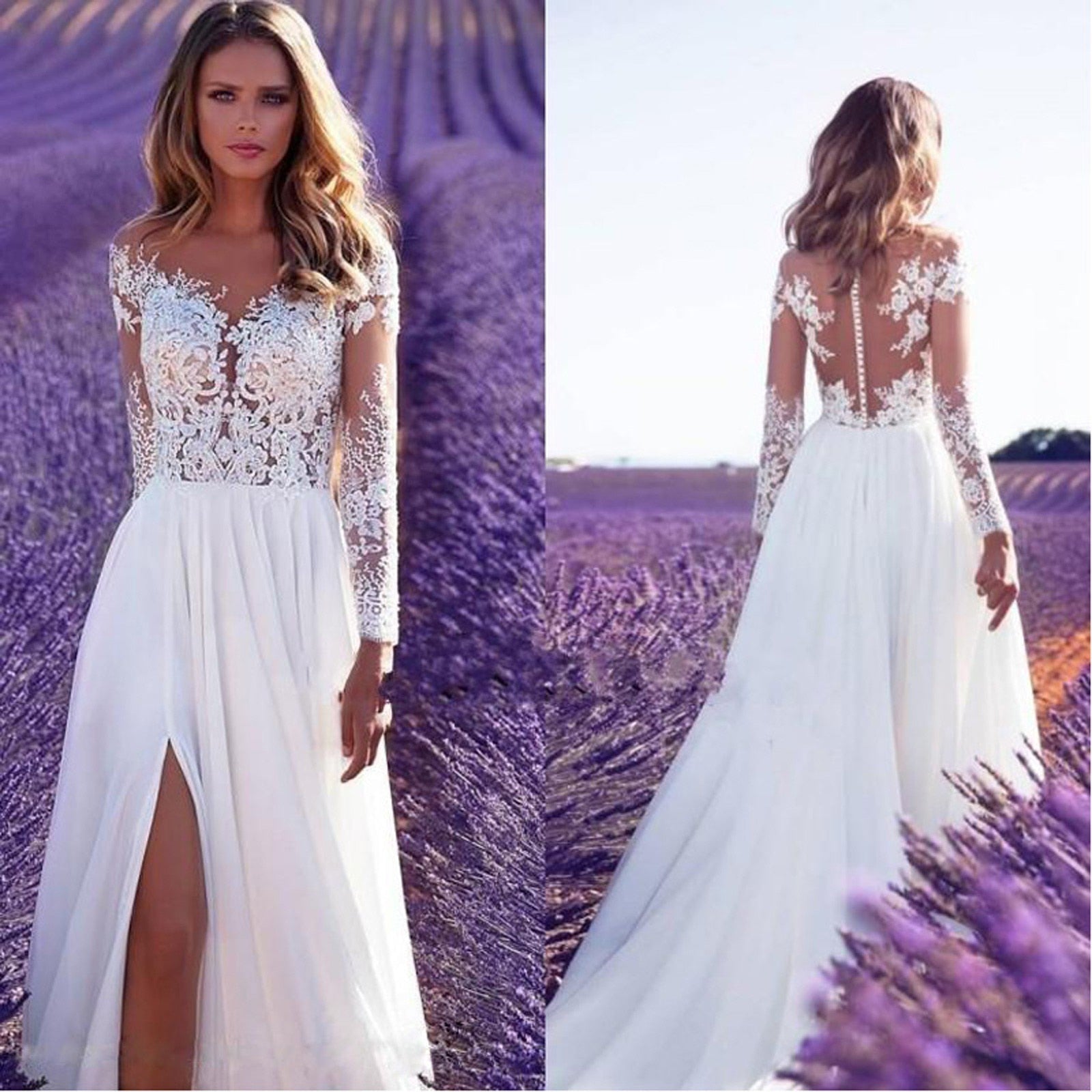 HOOR See-Through Lace Dress White