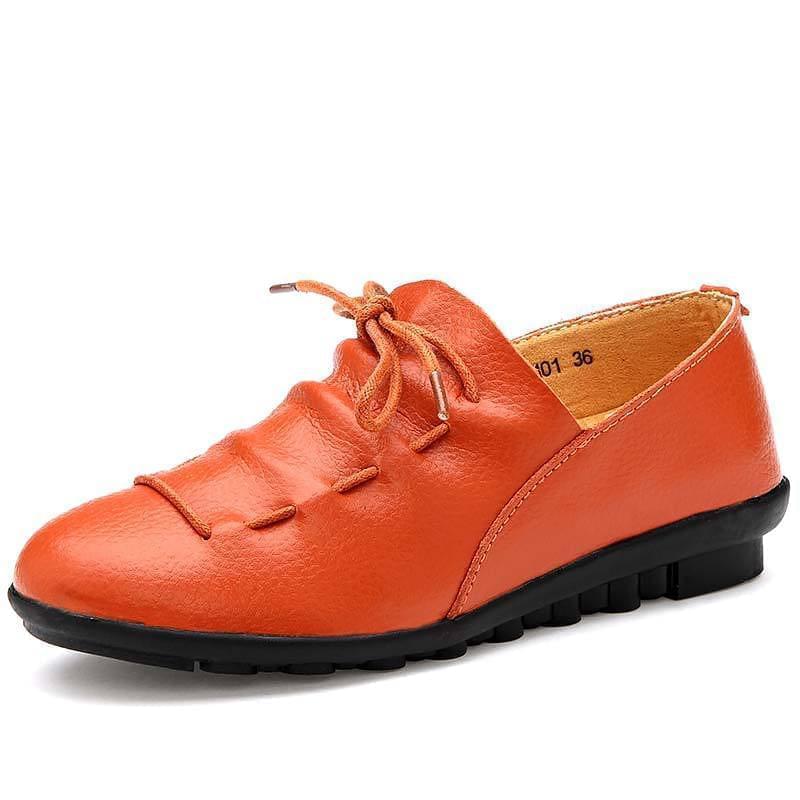 HOOR Genuine Leather Flats Orange