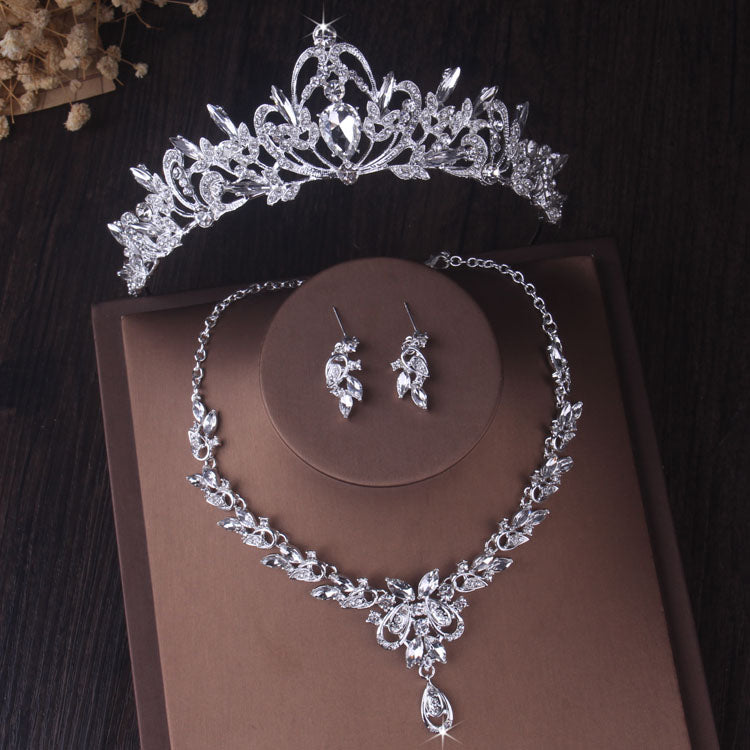 HOOR Crystal Bridal Jewelry Sets Style E 3Pcs Sets