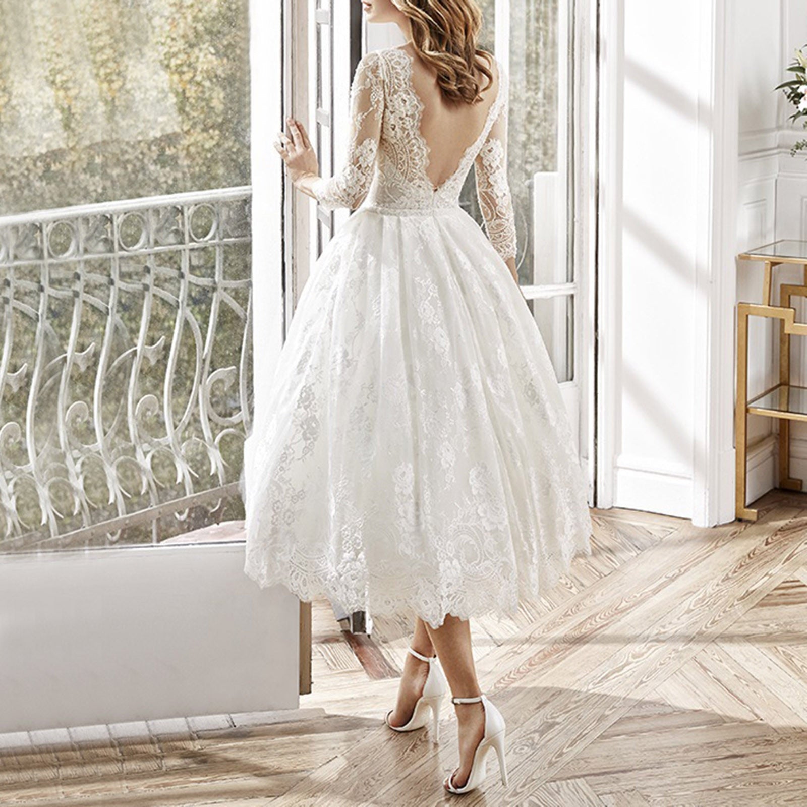 HOOR Elegant White Lace Dress