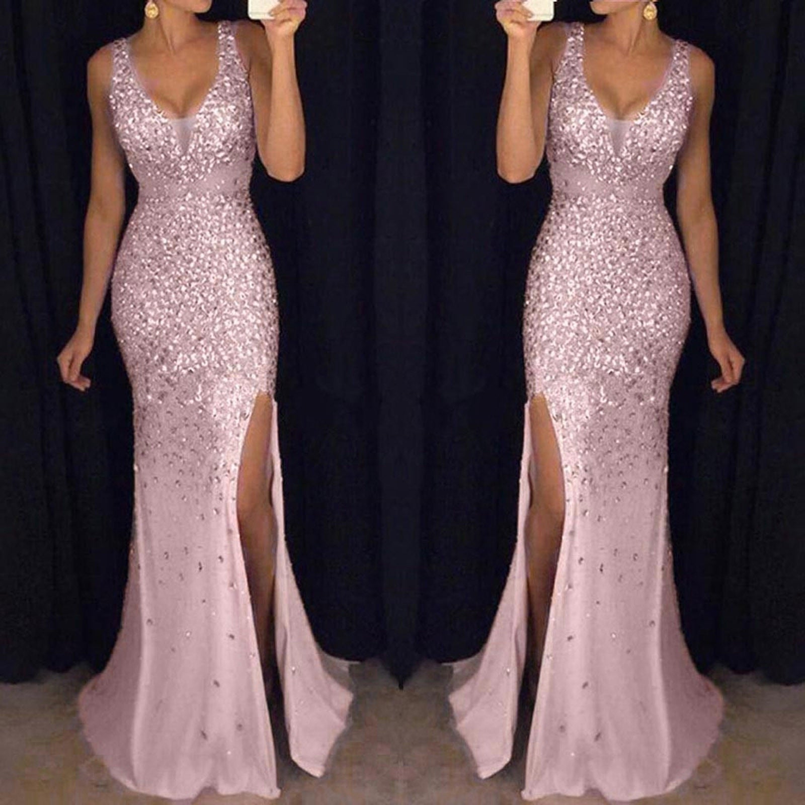HOOR Sparkle Sexy Gown Pink