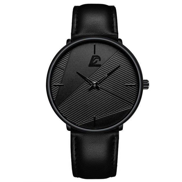 HOOR Minimalist Ultra-thin Watch Leather Black Black