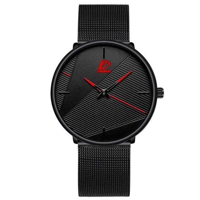 HOOR Minimalist Ultra-thin Watch Mesh Black Red