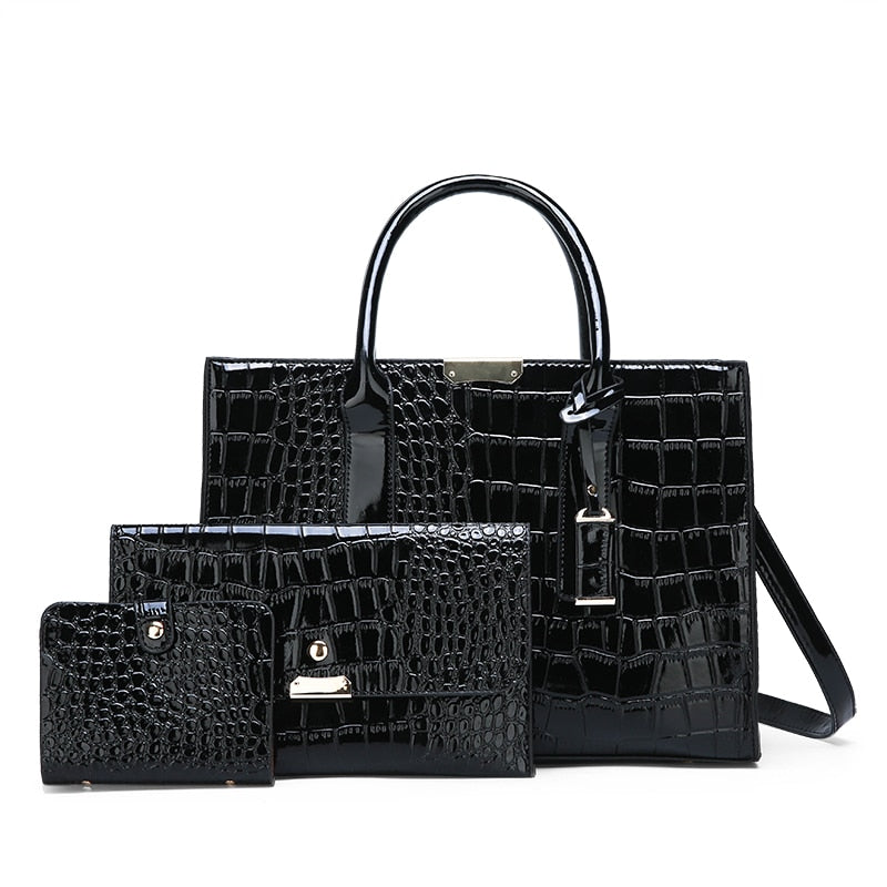 HOOR Designer Crocodile Bags Black - 3P (30cm < Max Length < 50cm)