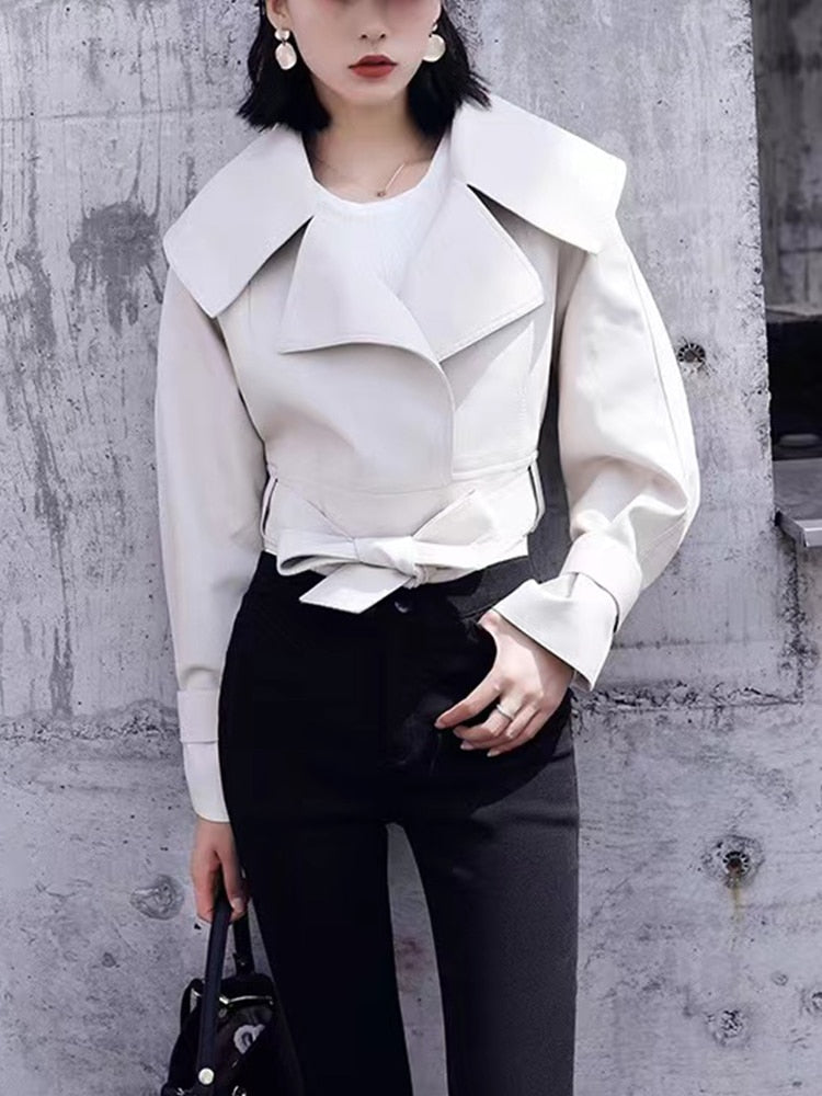 HOOR Jackets Short Coat Belt