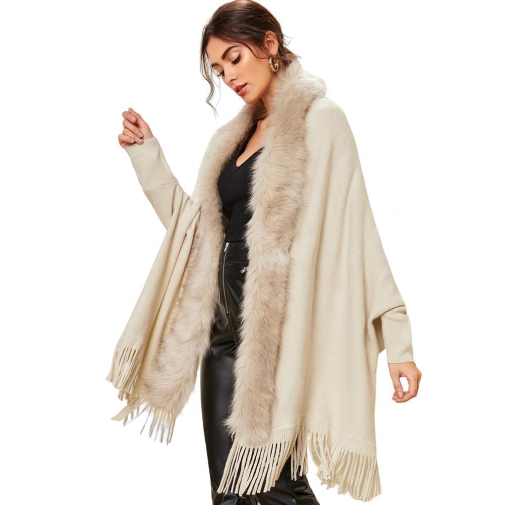 HOOR Luxury Collar Fur Cardigan Off White