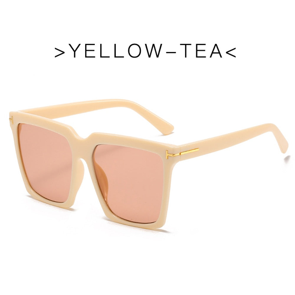 HOOR Square Sunglasses 5-Yellow-Tea As Picture