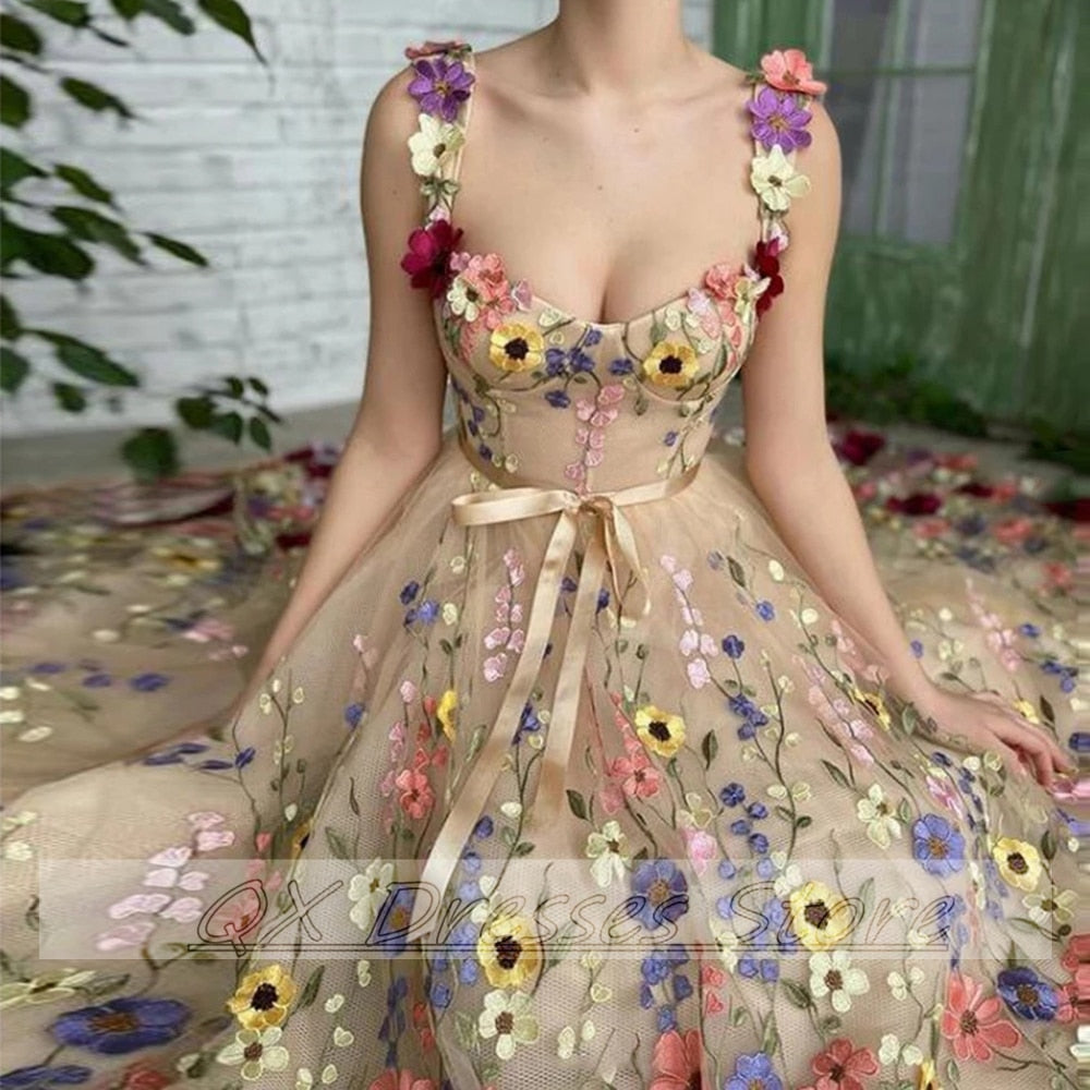 HOOR Beautiful Flower Gown Multi Colour