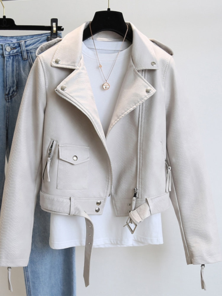 HOOR Leather Jackets with Belt Beige