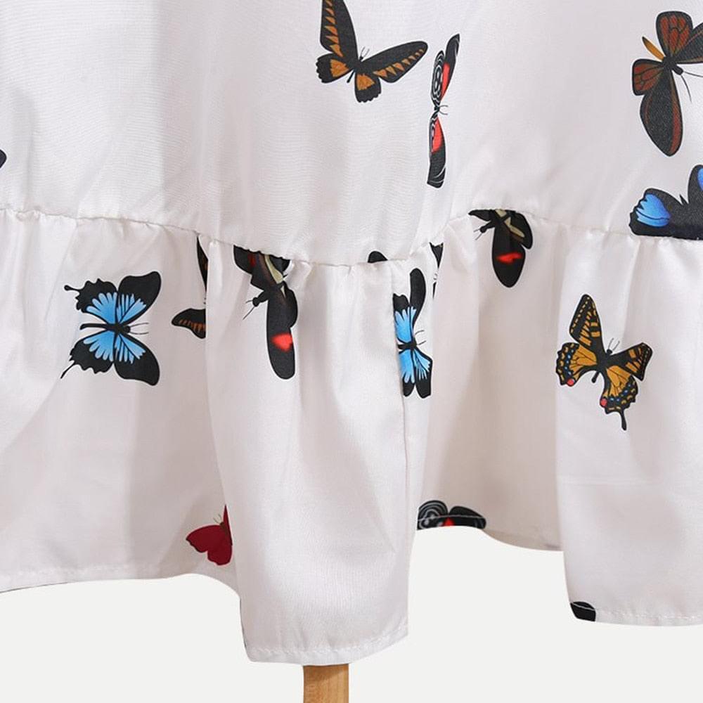HOOR Butterfly Print Floral Dress